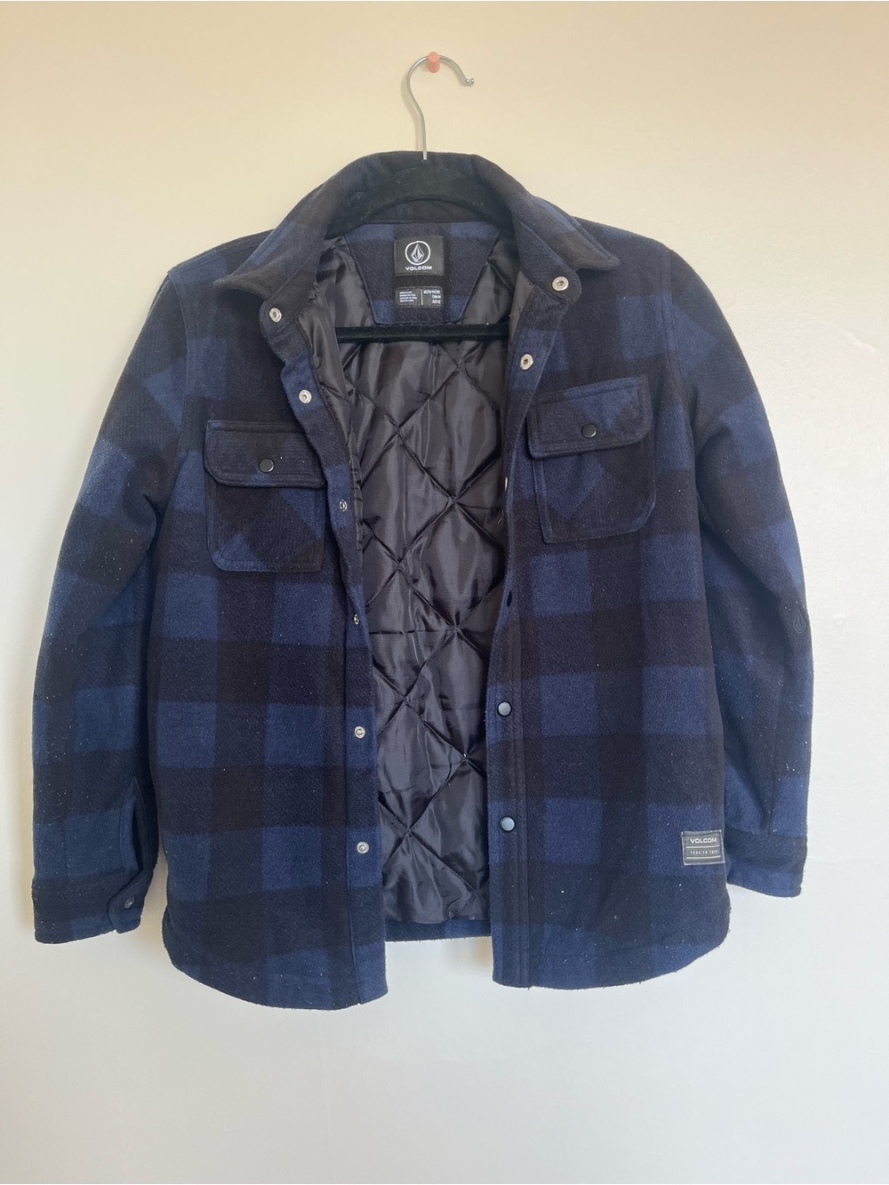 Volcom Men's Quilted Plaid Shirt Jacket - Navy & Black